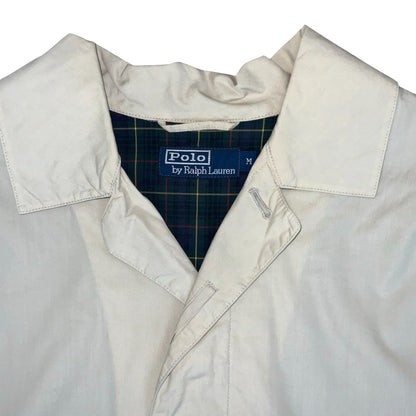 VTG 'POLO' BY 'RALPH LAUREN' OFF-WHITE OVERSIZED 1/2 LINED TRENCH COAT LARGE
