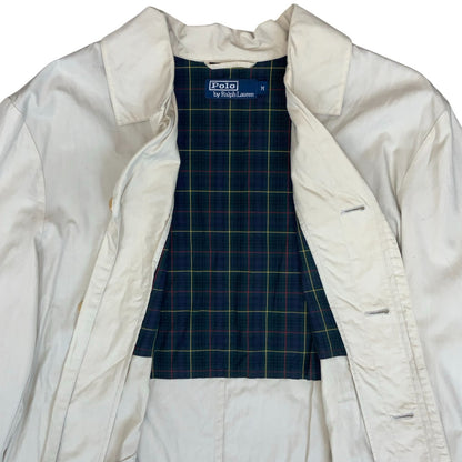 VTG 'POLO' BY 'RALPH LAUREN' OFF-WHITE OVERSIZED 1/2 LINED TRENCH COAT LARGE