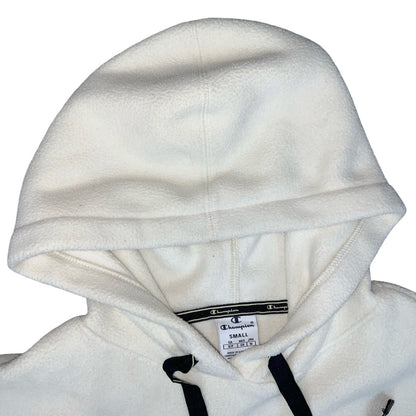 VTG 90s 'CHAMPION' WHITE LOGO SPELL-OUT  PULLOVER TEDDY FLEECE HOODIE S/M