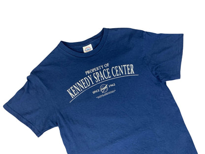 VTG 90s KENNEDY SPACE CENTRE NAVY BLUE DELTA PRO WEIGHT T SHIRT XS