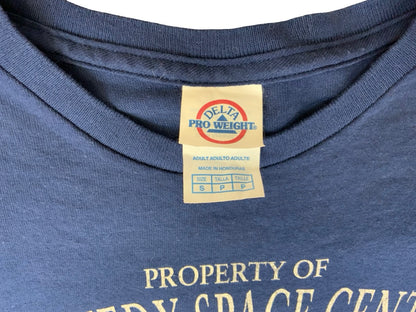VTG 90s KENNEDY SPACE CENTRE NAVY BLUE DELTA PRO WEIGHT T SHIRT XS