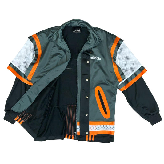 VTG 90s 'ADIDAS' GREEN ORANGE BLACK WHITE TRACK TOP USA JERSEY ATHLETIC JACKET M