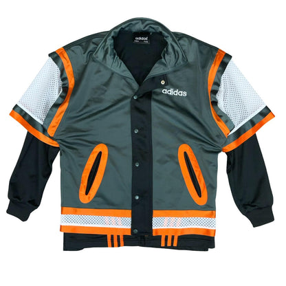 VTG 90s 'ADIDAS' GREEN ORANGE BLACK WHITE TRACK TOP USA JERSEY ATHLETIC JACKET M