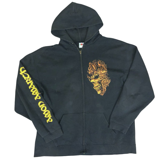 VTG RARE 'FRUIT OF THE LOOM' BLACK GRAPHIC AMON AMARTH METAL BAND ZIP HOODIE 2XL
