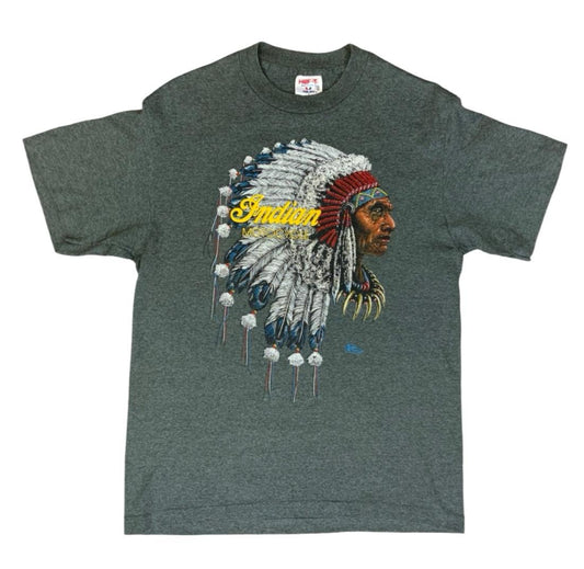 RARE USA VTG LATE 80s EARLY 90s SINGLE STITCH INDIAN MOTORCYCLES T SHIRT CHIEF M
