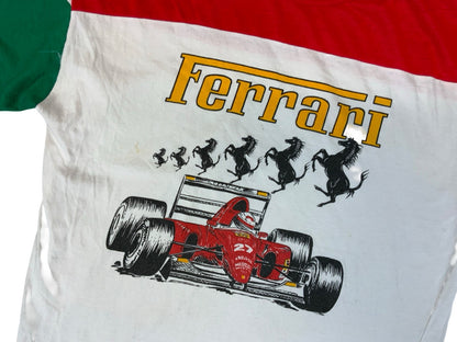 VTG 80s 90s ITALIAN FERRARI F1 T SHIRT FORMULA 1 RACING CAR ITALY FLAG S/M