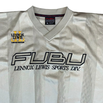VTG 90s y2k 'FUBU' LENNOX LEWIS SPORTS DIVISION BEIGE SLEEVELESS JERSEY XL/2XL