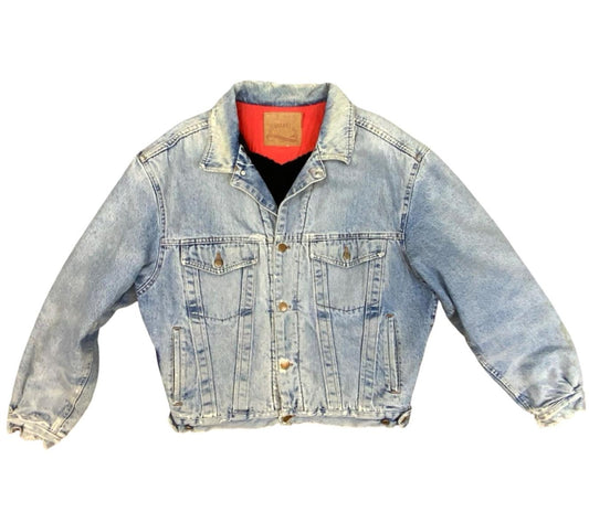 VTG 90s DISTRESSED DIESEL SHERPA LINED TYPE 3 TRUCKER DENIM JACKET DARK BLUE L