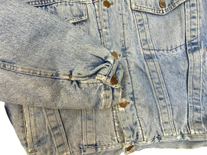 VTG 90s DISTRESSED DIESEL SHERPA LINED TYPE 3 TRUCKER DENIM JACKET DARK BLUE L
