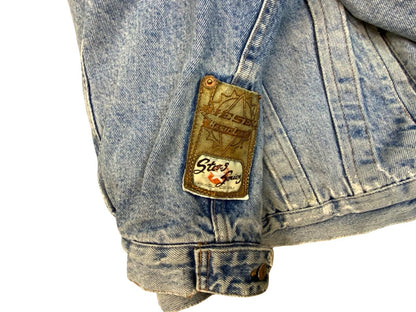 VTG 90s DISTRESSED DIESEL SHERPA LINED TYPE 3 TRUCKER DENIM JACKET DARK BLUE L
