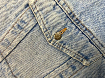 VTG 90s DISTRESSED DIESEL SHERPA LINED TYPE 3 TRUCKER DENIM JACKET DARK BLUE L