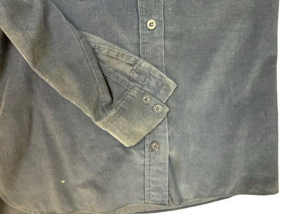 RARE VTG 1970s BIG E LEVIS CORDUROY SHIRT BIG DAGGER COLLAR NAVY BLUE M