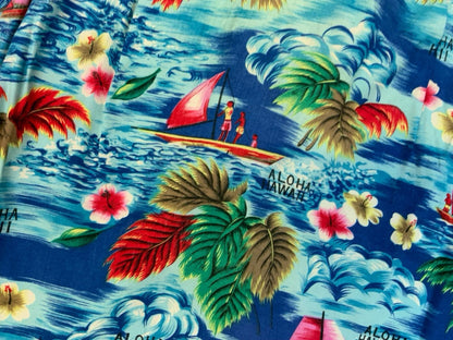 VTG 1960s GENUINE HAWAIIAN RAYON ALOHA SHIRT MADE IN HAWAII TIKI ROCKABILLY M