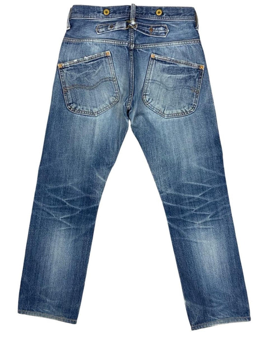 RARE VTG LTD LEE CHER COLAB UNION MADE JAPANESE CINCH BACK COWBOY JEANS 29W 28L