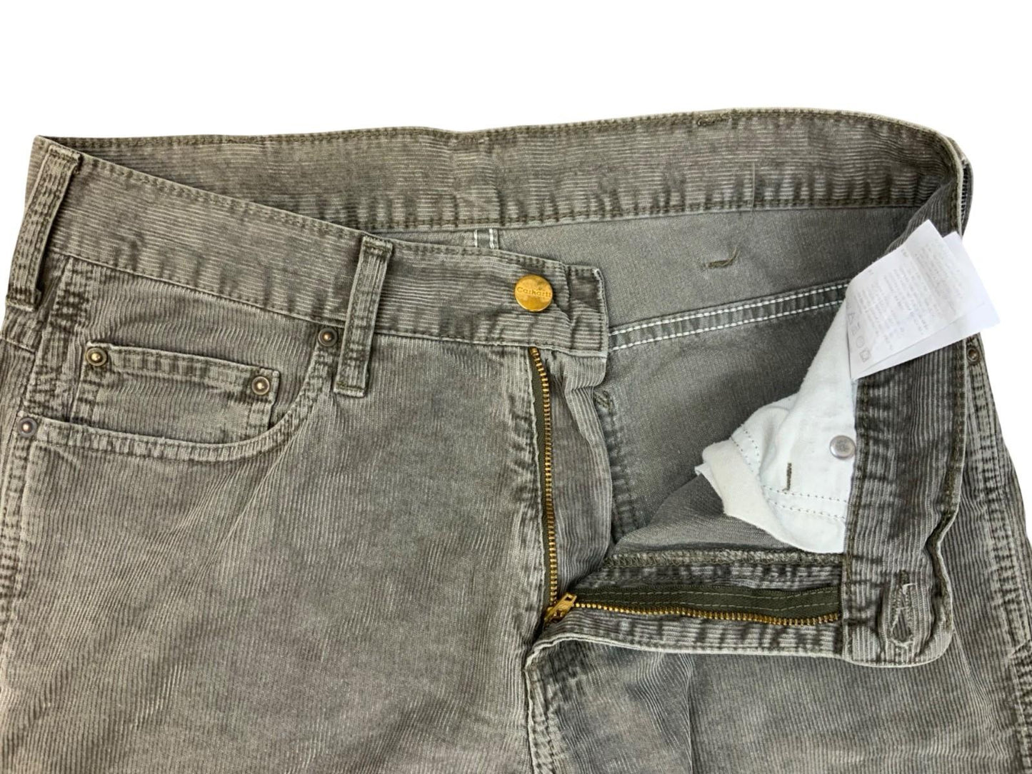 VTG CARHARTT WESTERN PANT GREY CORDUROY JEANS TROUSERS 30” W 31”L