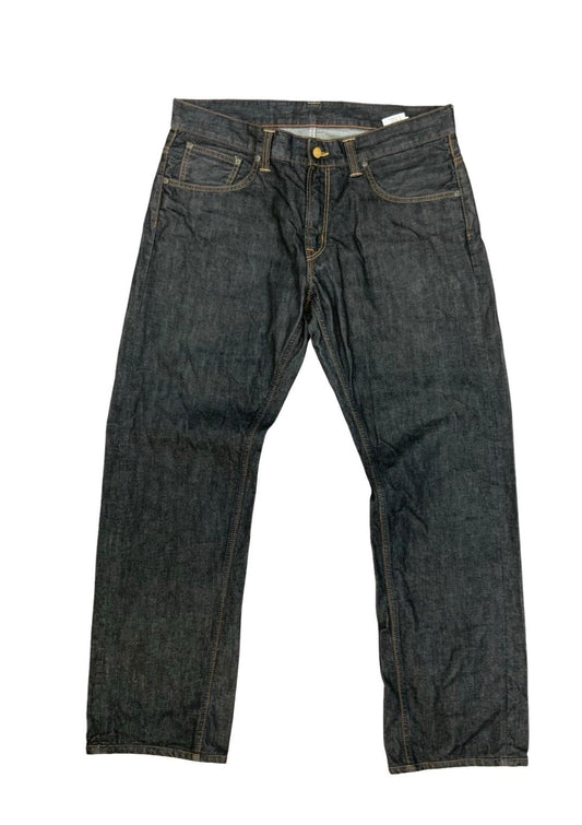 CARHARTT BRONCO PANT DARK INDIGO DENIM JEANS STRAIGHT LEG RAW 36”W 33”L