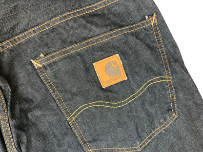 CARHARTT BRONCO PANT DARK INDIGO DENIM JEANS STRAIGHT LEG RAW 36”W 33”L