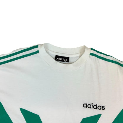 Vintage 1990s Adidas White Green Black Colour Block Football T-Shirt XL