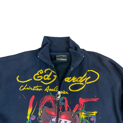 Y2K Ed Hardy Christian Audigier Love Kills Slowly Graphic Zip-Up Jacket Large