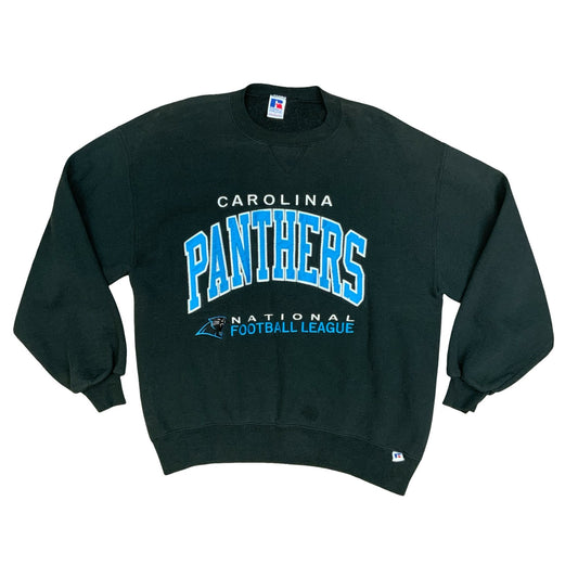 Vintage 90s Russell Athletic Carolina Panthers NFL Embroidered Black Crewneck L
