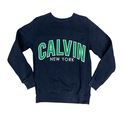 Calvin Klein CK Jeans Black Big Spell-Out Embroidered Crewneck Sweater Small