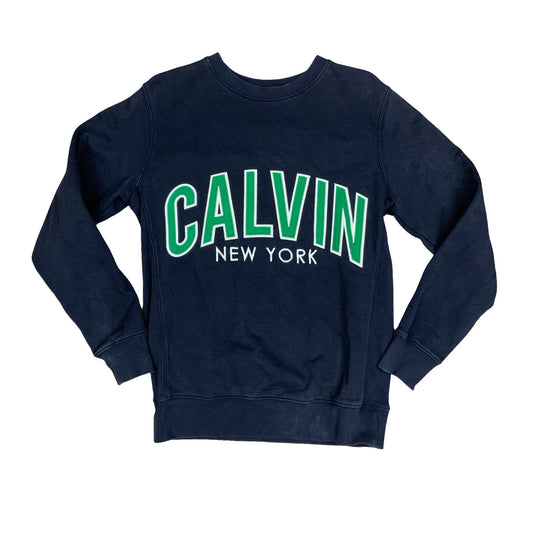 Calvin Klein CK Jeans Black Big Spell-Out Embroidered Crewneck Sweater Small