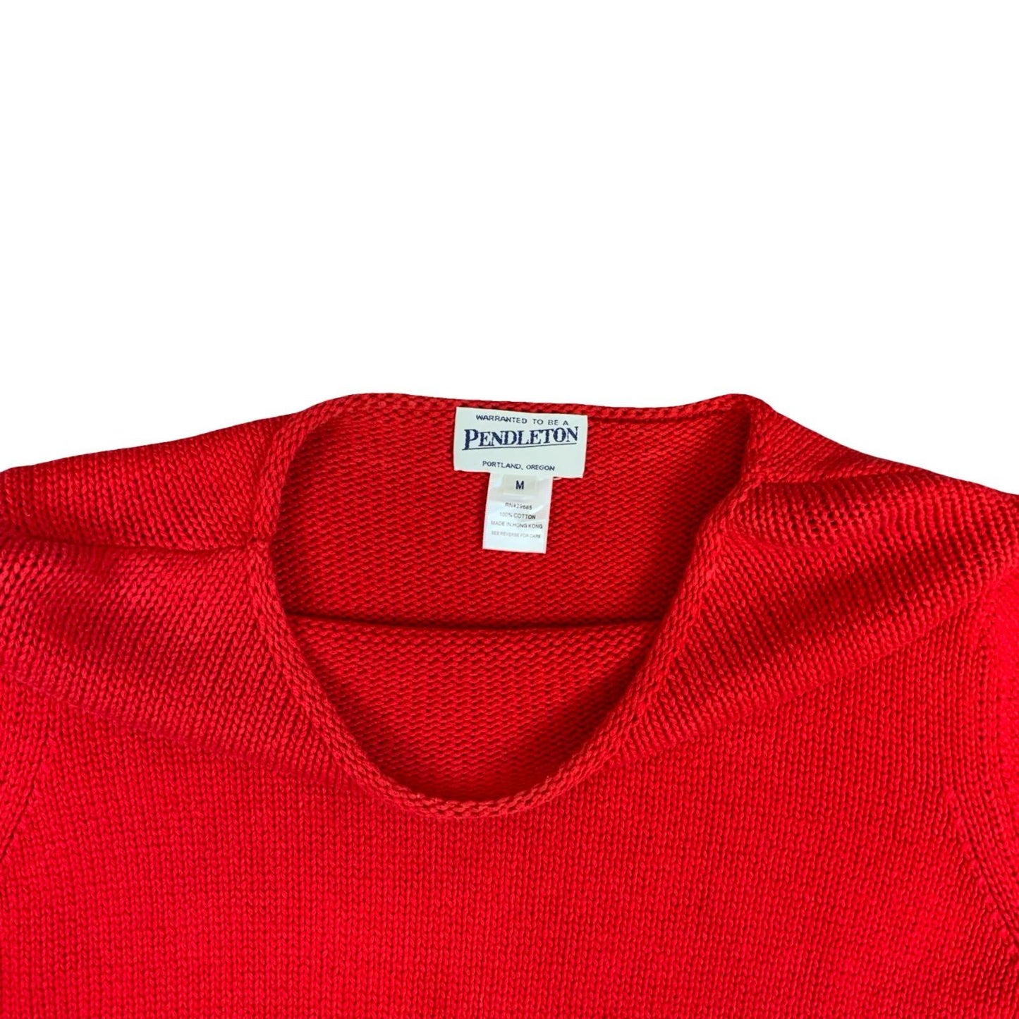 Pendleton 100% Cotton Red Knitted Sweater Jumper Portland Oregon Medium