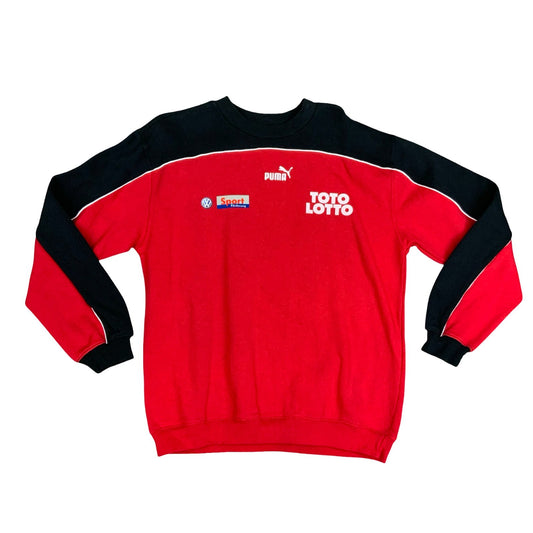 Vintage Deadstock 1990's Puma Teamsports Toto Lotto Red Black Crewneck Sweater L