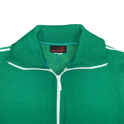 VTG 70s 80s 'GRASSHOPPERS' GREEN WHITE STRIPED TRAINING TRACK JACKET L