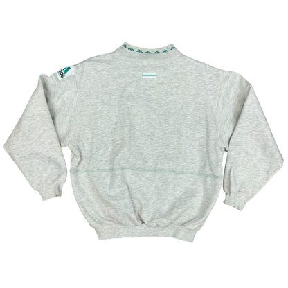 Vintage 1990s Adidas Equipment 1/4 Zip Grey Crewneck Sweater Jumper Medium