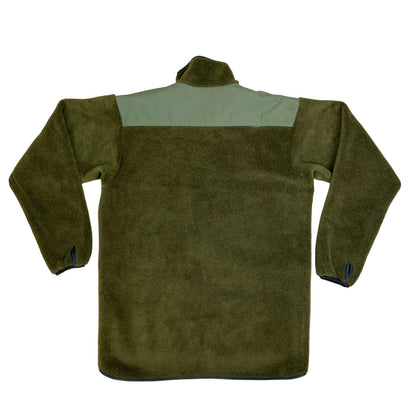 Vintage 90s Helly Hansen Khaki Green Sherpa Fleece Sweater Jacket Extra Large XL