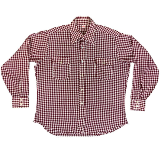VTG 70s LEVIS BIG E WHITE TAB GINGHAM SHIRT WESTERN ROCKABILLY MOD SKINS XXL