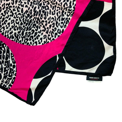 VTG 90s 'MISS SIXTY' PINK BLACK RETRO BOLD GRAPHIC POLKA-DOT SQUARE SCARF