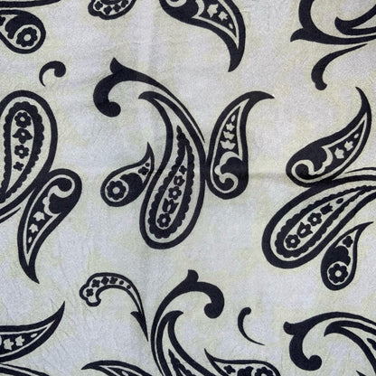 VTG BLACK YELLOW CREAM PAISLEY LIGHTWEIGHT BANDANA PATTERNED SQUARE SCARF