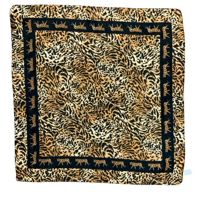 VTG 90s 00s y2k BROWN BLACK TIGER ANIMAL PRINT BANDANNA SQUARE SCARF