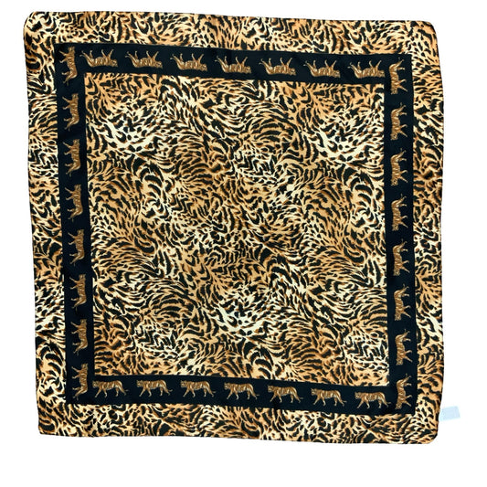 VTG 90s 00s y2k BROWN BLACK TIGER ANIMAL PRINT BANDANNA SQUARE SCARF