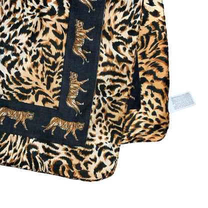 VTG 90s 00s y2k BROWN BLACK TIGER ANIMAL PRINT BANDANNA SQUARE SCARF