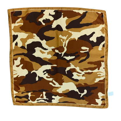 VTG 90s y2k ITALIAN BROWN CAMOUFLAGE CAMO LIGHTWEIGHT SQUARE SCARF