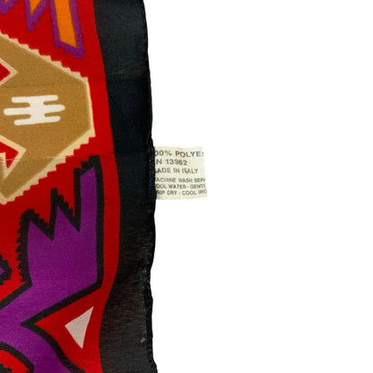 90s PURPLE ORANGE RED AFGHAN INDIAN AZTEK PATTERN SQUARE SCARF
