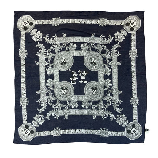 'DISNEYLAND' PARIS BLUE WHITE COLLECTIBLE MICKEY MOUSE ORNATE SQUARE SCARF
