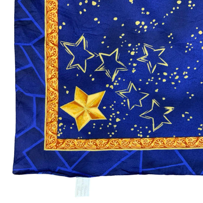 VTG 90s Y2K BLUE GOLD SUN CELESTIAL GRAPHIC STAR BOHO ALTAR CLOTH SQUARE SCARF