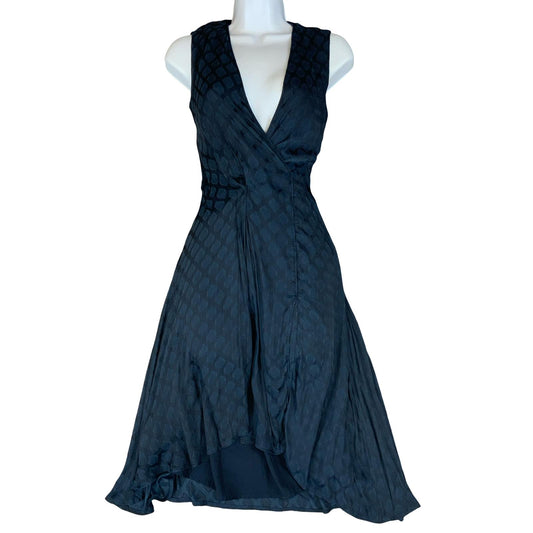 VTG 'VERA WANG' SIMPLY VERA INDIGO BLUE GEOMETRIC PATTERNED DRESS UK8/10