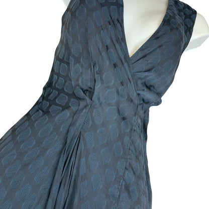 VTG 'VERA WANG' SIMPLY VERA INDIGO BLUE GEOMETRIC PATTERNED DRESS UK8/10
