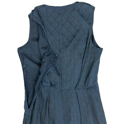 VTG 'VERA WANG' SIMPLY VERA INDIGO BLUE GEOMETRIC PATTERNED DRESS UK8/10