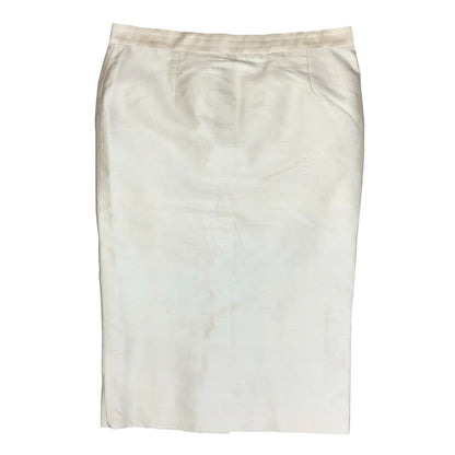 'DOLCE & GABBANA' DESIGNER WHITE 100% SILK MID-LENGTH PENCIL SKIRT UK 12