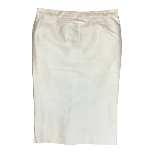 'DOLCE & GABBANA' DESIGNER WHITE 100% SILK MID-LENGTH PENCIL SKIRT UK 12