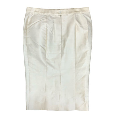 'DOLCE & GABBANA' DESIGNER WHITE 100% SILK MID-LENGTH PENCIL SKIRT UK 12