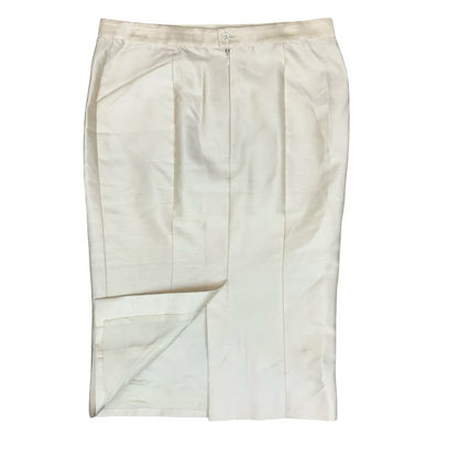 'DOLCE & GABBANA' DESIGNER WHITE 100% SILK MID-LENGTH PENCIL SKIRT UK 12