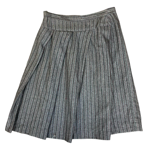 VTG 'VIVIENNE WESTWOOD' GREY RED BLACK STRIPE ASYMMETRIC PLEATED WOOL SKIRT UK12
