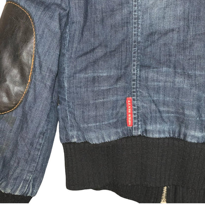 VTG Y2K 'Miss Sixty' RARE Blue Faded Denim Cropped Bomber Zip-Up Jacket UK 10/12